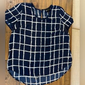 Lane Bryant Navy and White Plaid Top